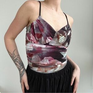 Floral Print Mesh Bodysuit